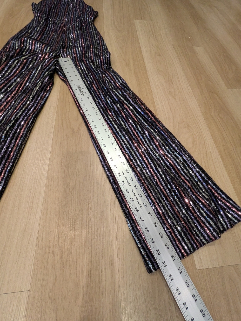 Anthropologie Maeve Disco Halter Sparkle Striped Jumpsuit Size 2 - Picture 3 of 8